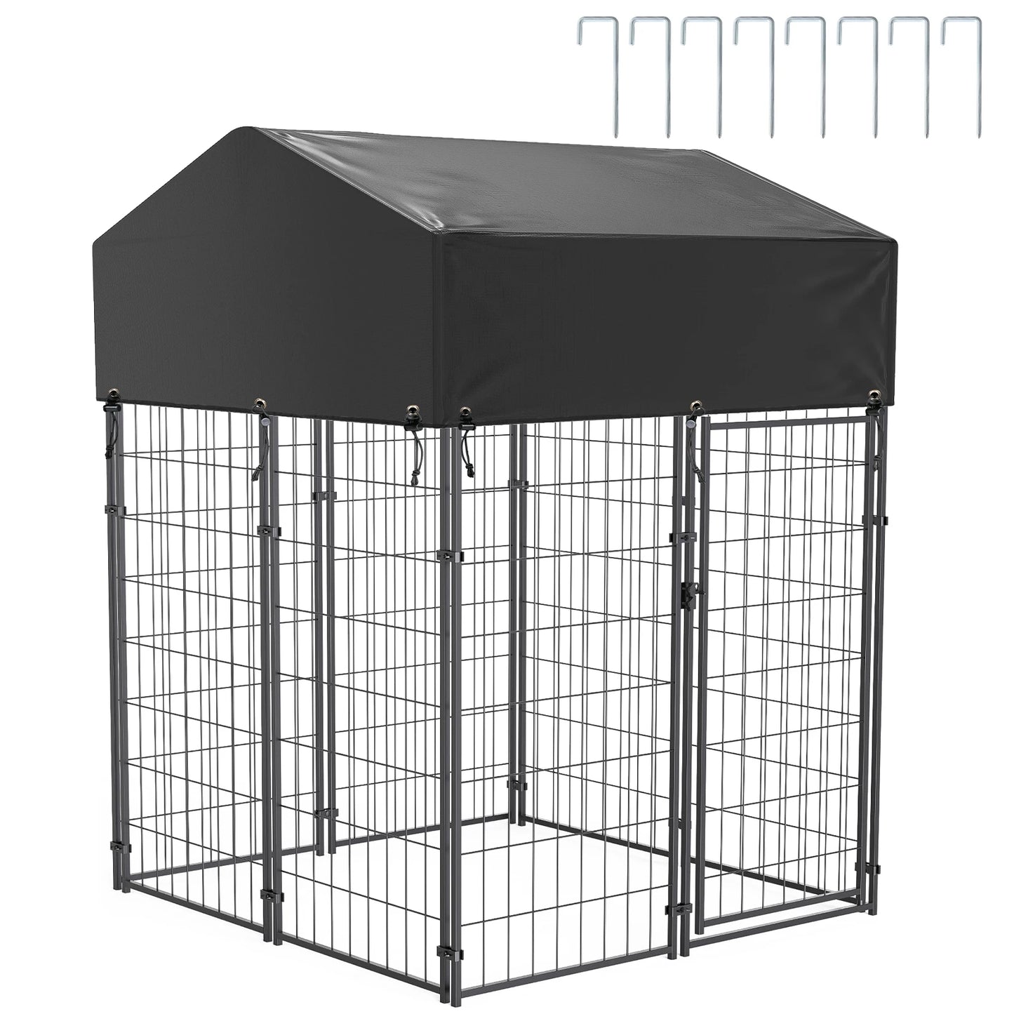 BINGOPAW Outdoor Dog Kennel Welded Wire Galvanized Weatherproof Canopy