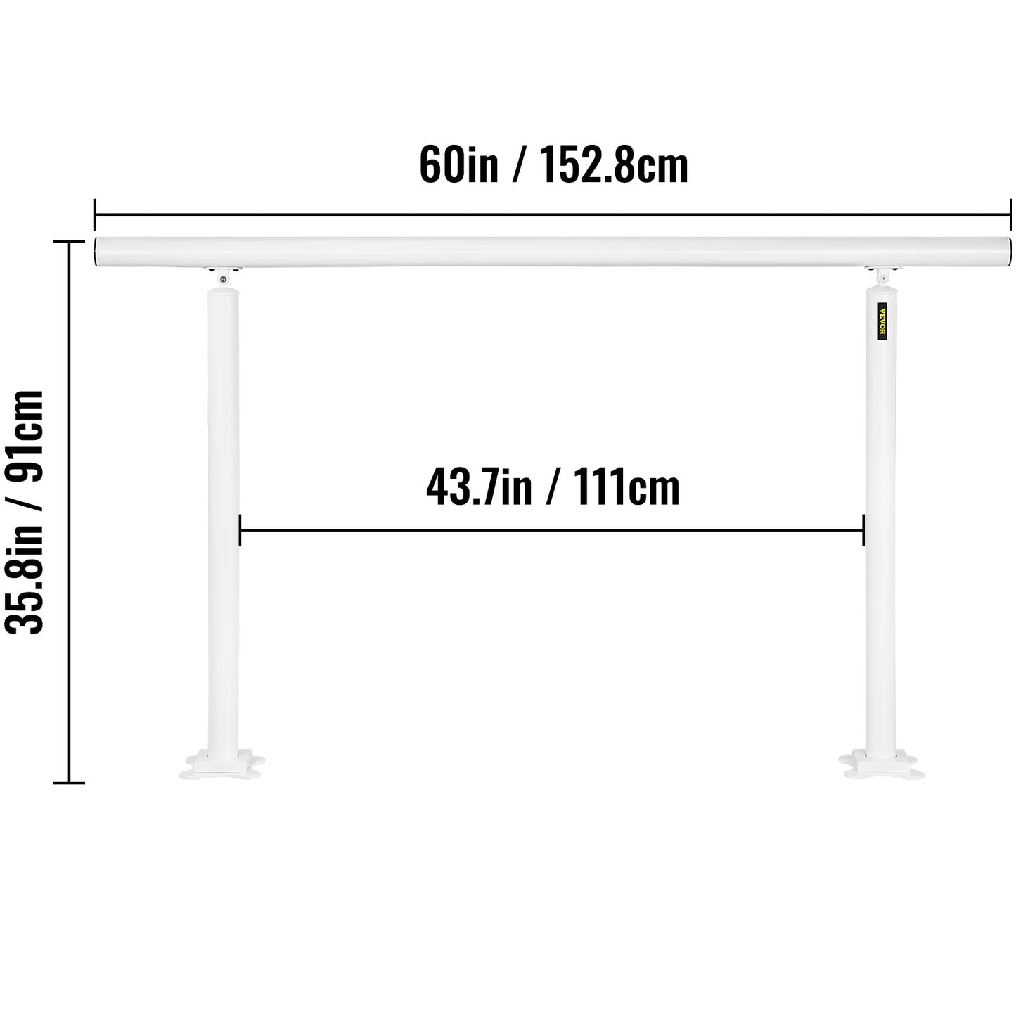 Outdoor Aluminum Handrail Fits 0 to 5 Steps Installation Kit
