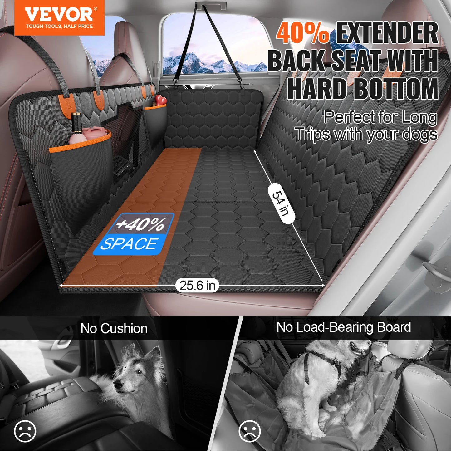 SucceBuy Back Seat Extender Dog Car Seat Cover Hammock With Storage Pocket
