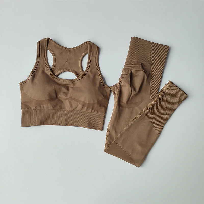 SKINOFSKIN Two Piece Sports Bra Set For Women Yoga Running Fitness