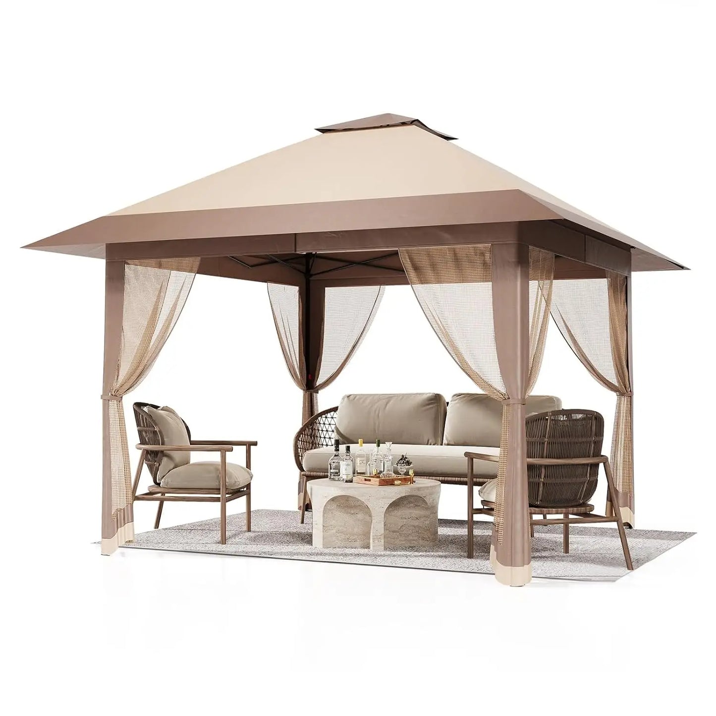 Outdoor Pop Up Gazebo With Mosquito Net Privacy Curtains Waterproof