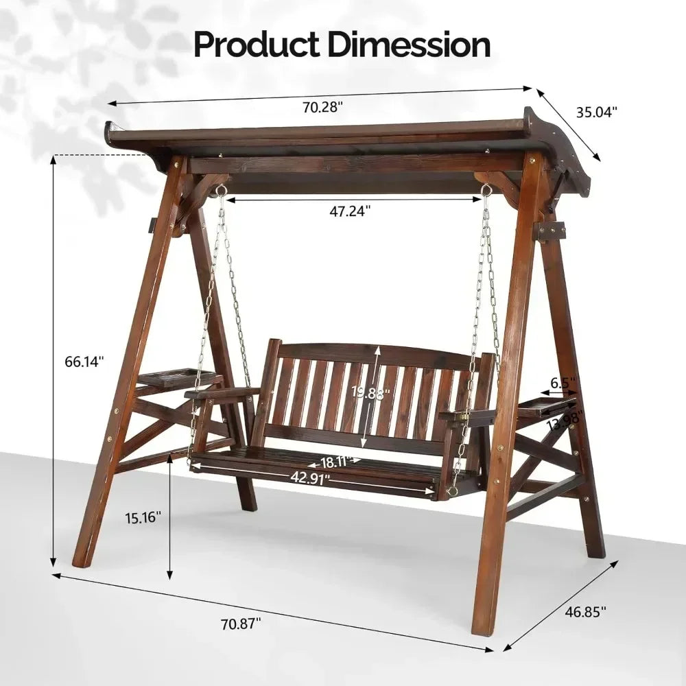 Weather-Resistant Outdoor Swing With Stand And Canopy For Patios
