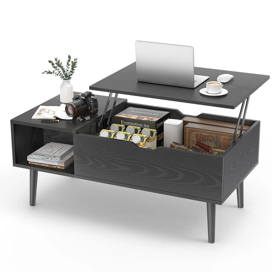 JHK Lift Top Coffee Table With Storage Shelf For Living Room