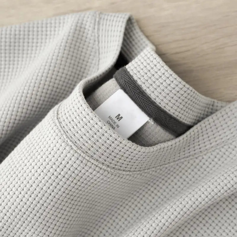 Mens Summer Waffle Round Neck Short Sleeve Breathable T Shirt