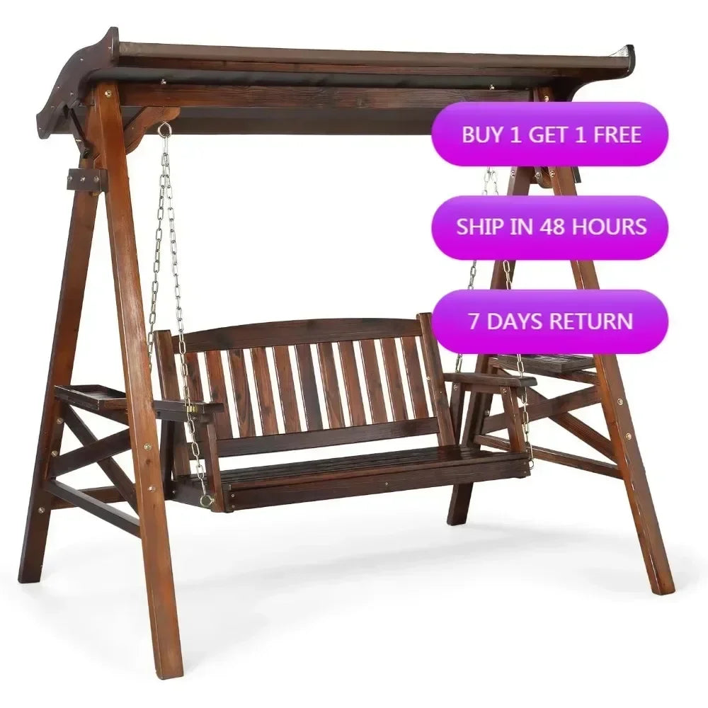 Weather-Resistant Outdoor Swing With Stand And Canopy For Patios