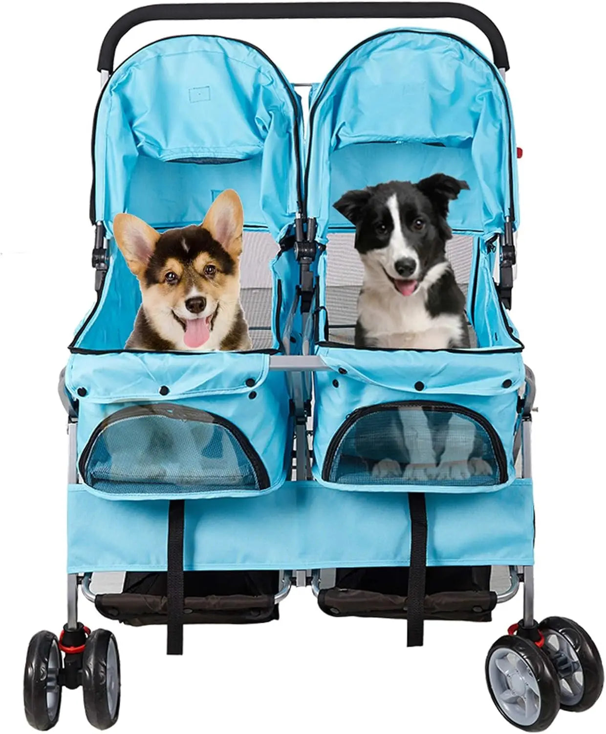 Foldable Twin Pet Stroller for Dogs and Cats Portable Travel