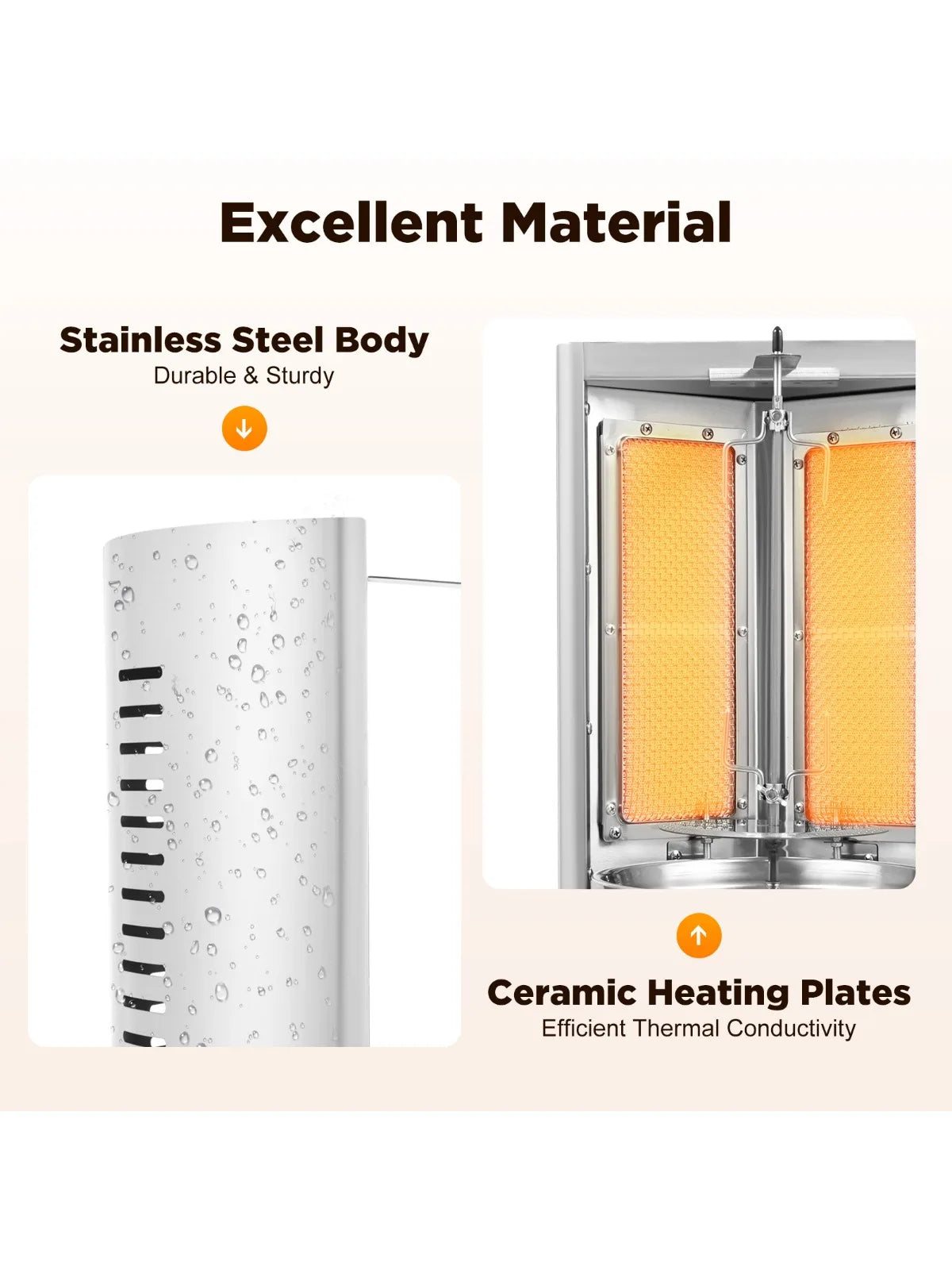 Electric Vertical Shawarma Broiler Rotating Gyro Grill 2 Burner