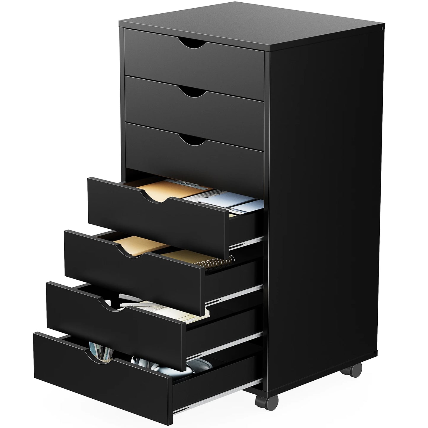 JHK 7 Drawer Chest Nightstand Storage Cabinet On Wheels