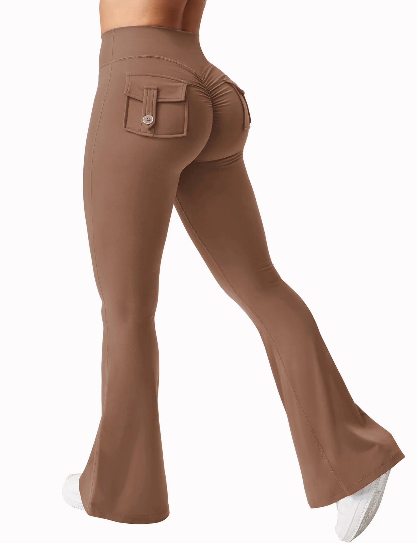 Women's Cargo Pocket Fitness Tights High Waist Yoga Running Pants