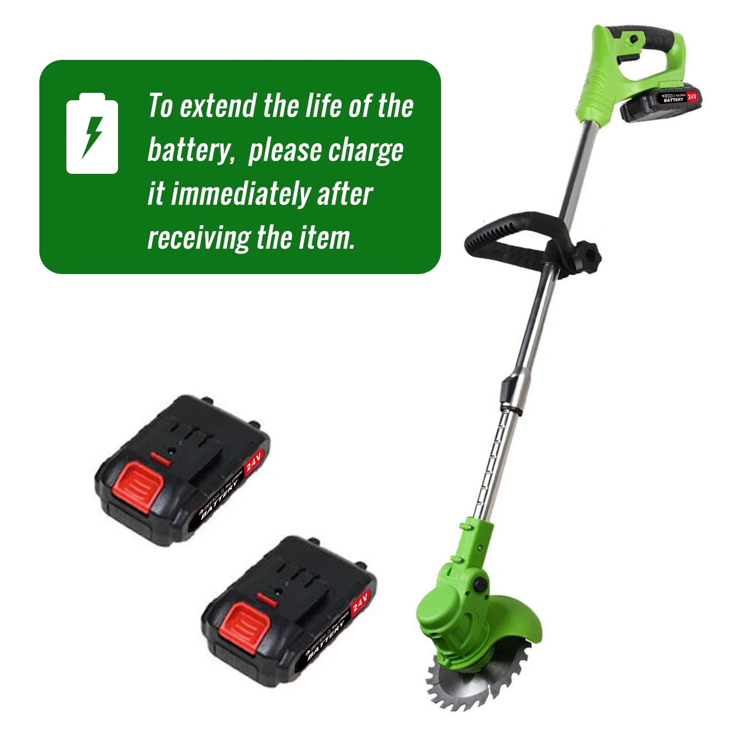 Cordless 2-In-1 Weed Trimmer And Grass Cutter With Fast Charger