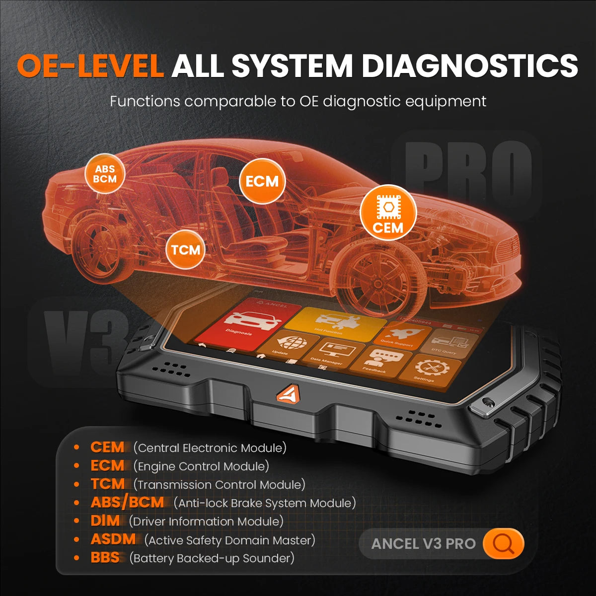 ANCEL V3 PRO Bi Directional OBD2 Automotive Diagnostic Scanner