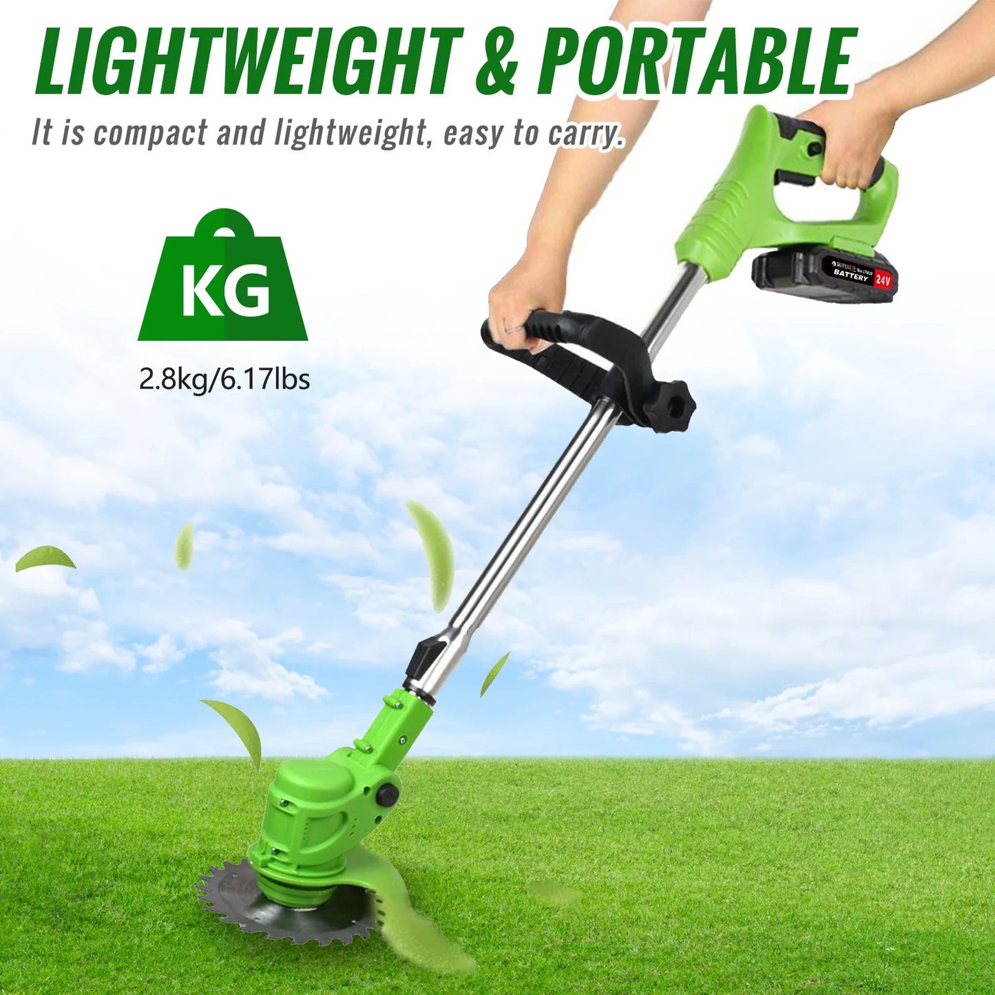 Cordless 2-In-1 Weed Trimmer And Grass Cutter With Fast Charger