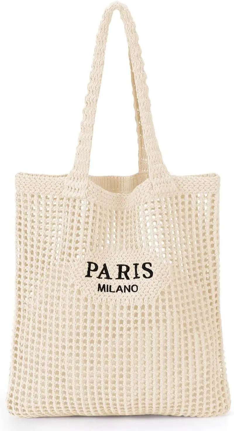Hatisan CN Crochet Tote Bag Mesh Beach Bag For Women
