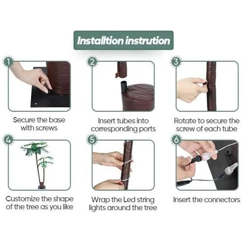 Palm Tree Lights 192 LED Solar Powered Outdoor Remote Control