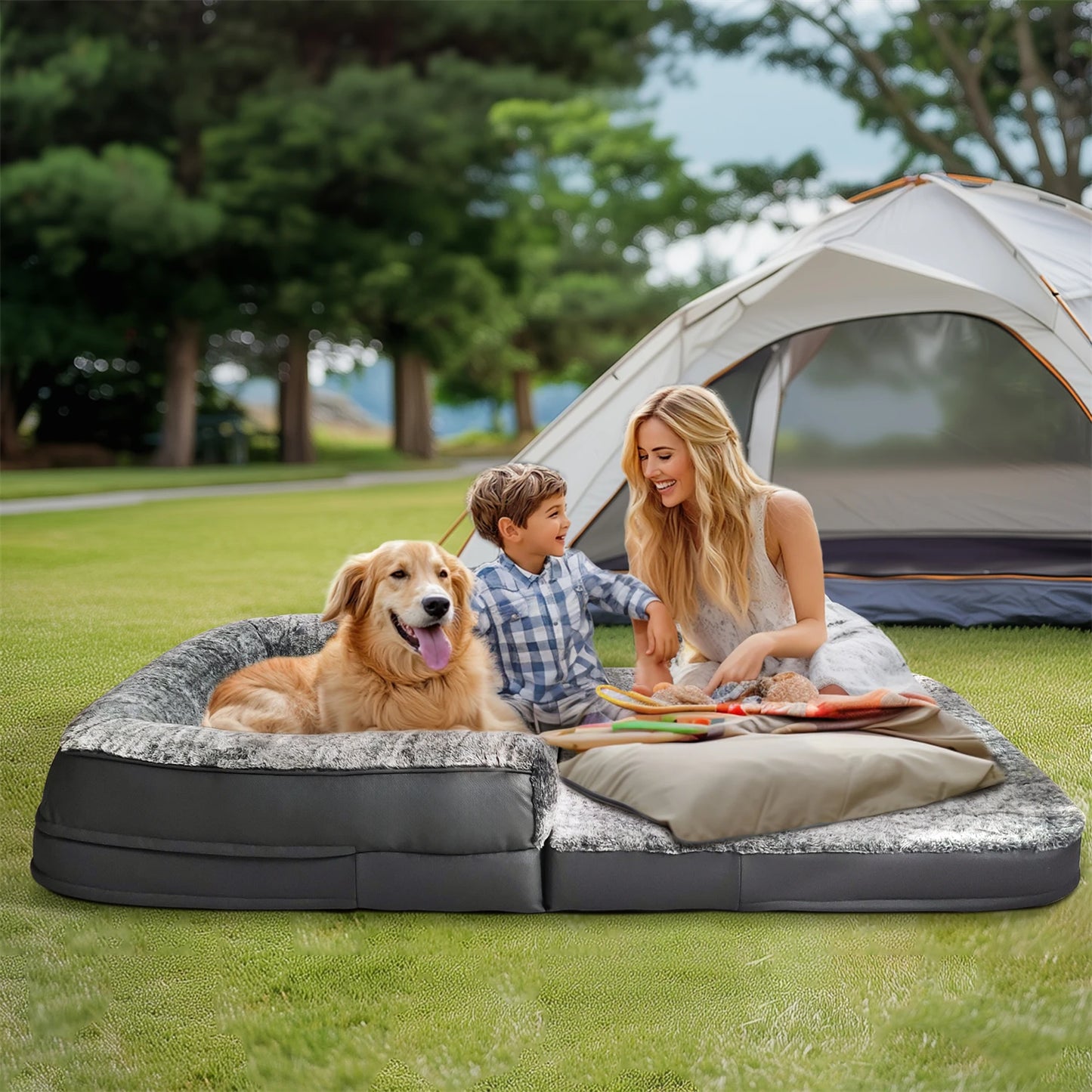 BINGOPAW Orthopedic Foldable Dog Bed With Plush Bolster Cushion