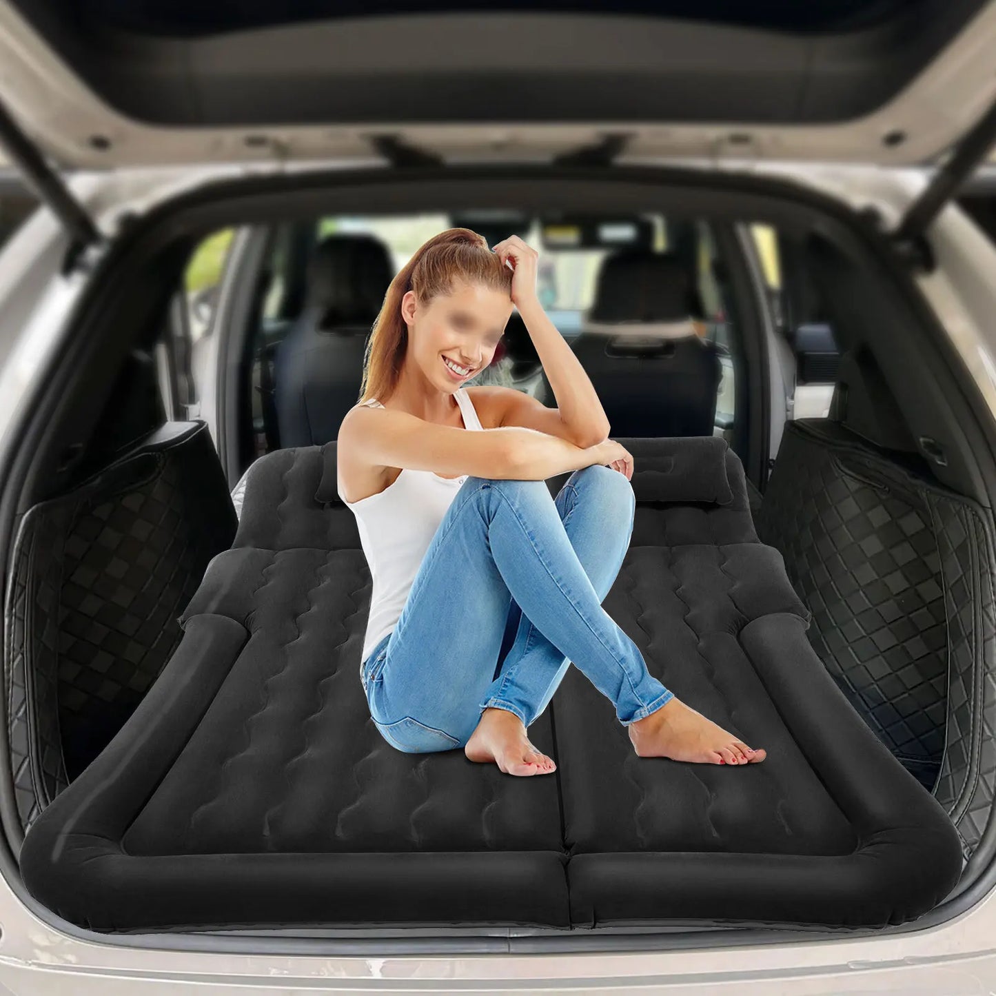 Heavy Duty Car Air Mattress With Pump And Headrests