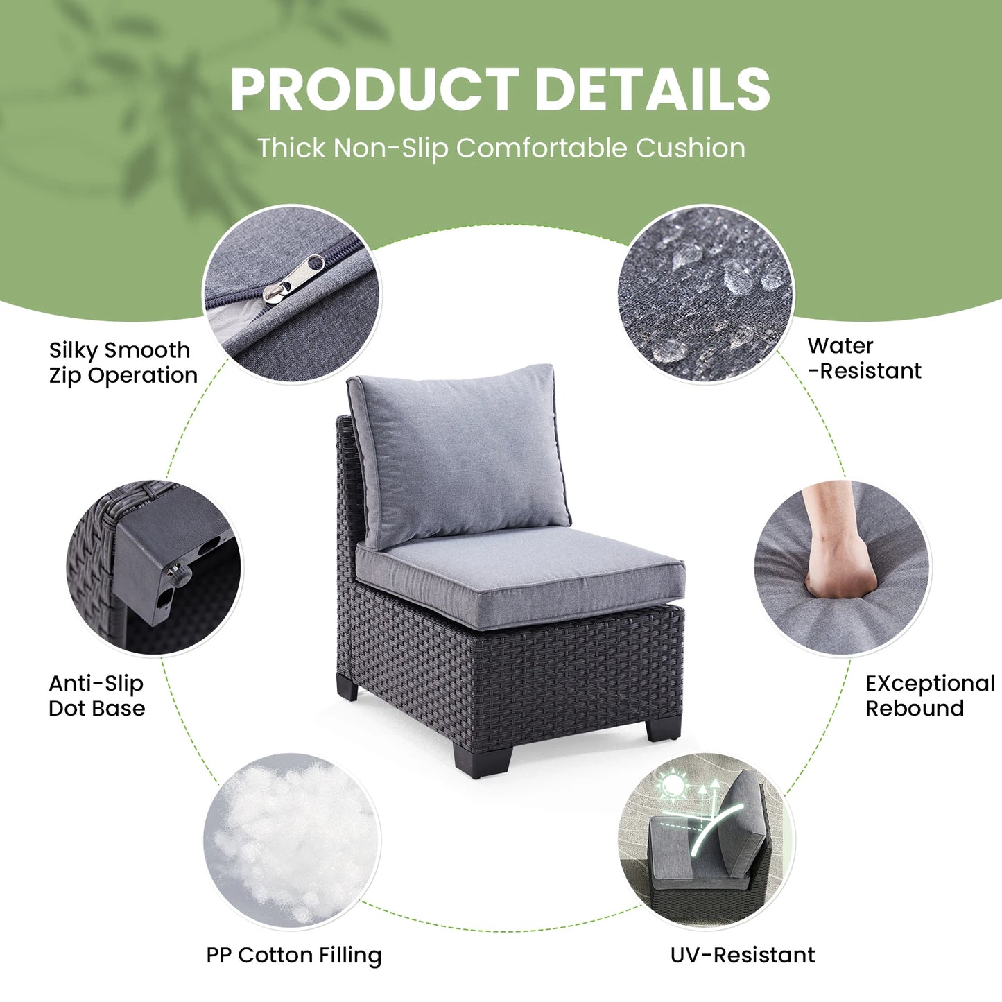 Patio Sectional Sofa Set With Ottoman For Outdoor Living