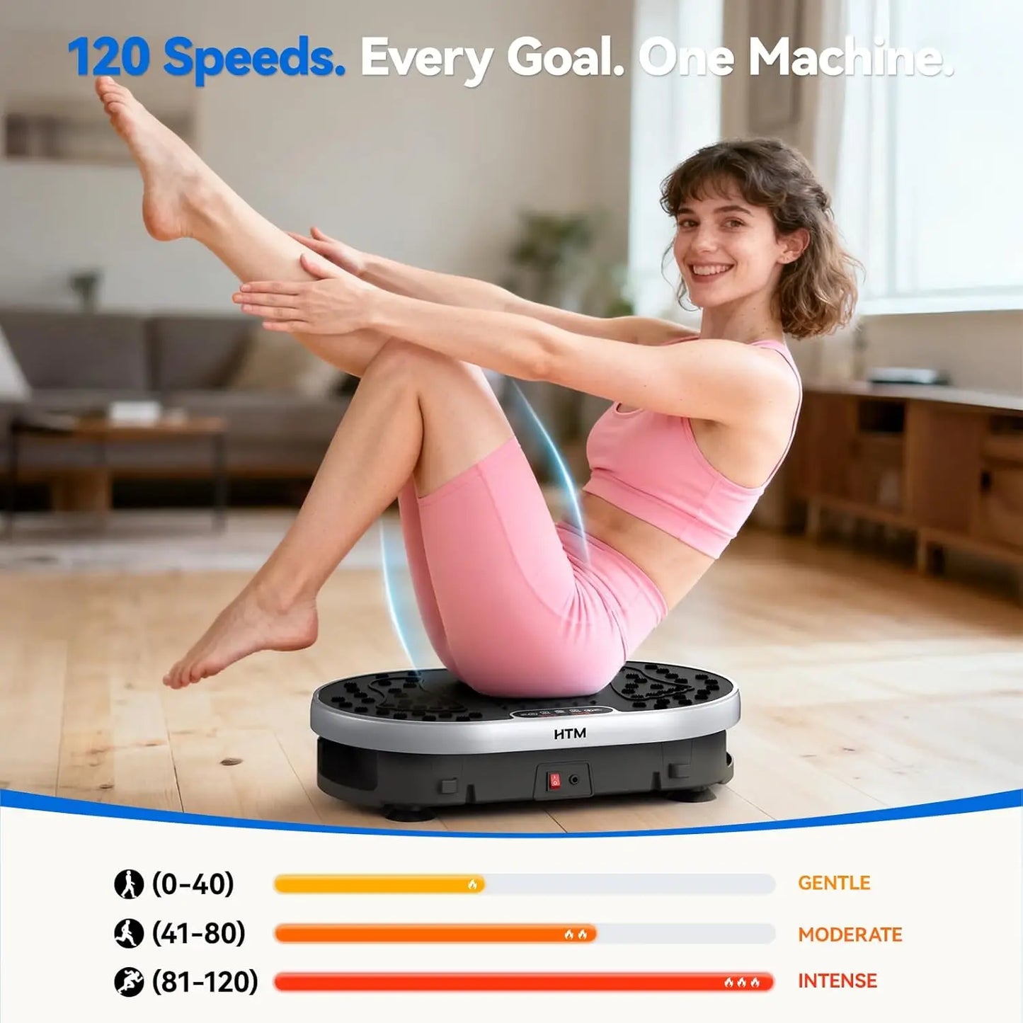 HTM Vibration Plate Exercise Machine 120 Speed Levels 9 Programs