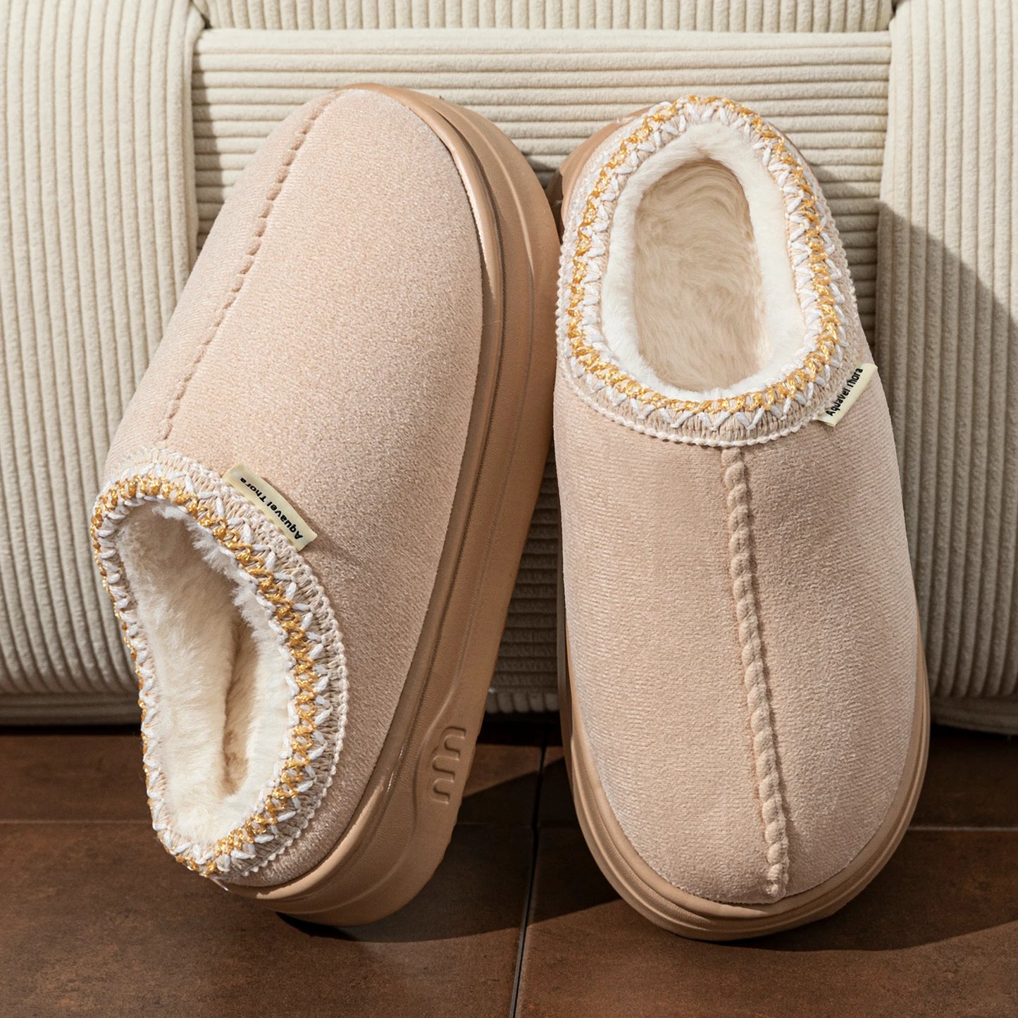 Winter Women Slippers Fur Lined Indoor Outdoor Plush House Shoes