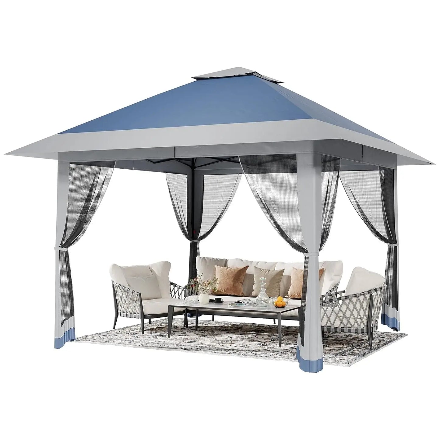 Outdoor Pop Up Gazebo With Mosquito Net Privacy Curtains Waterproof
