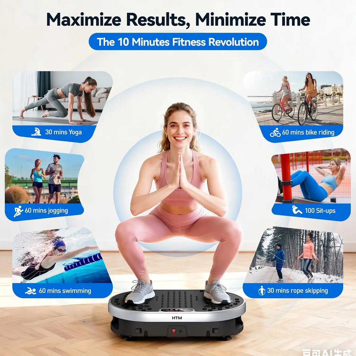HTM Vibration Plate Exercise Machine 120 Speed Levels 9 Programs