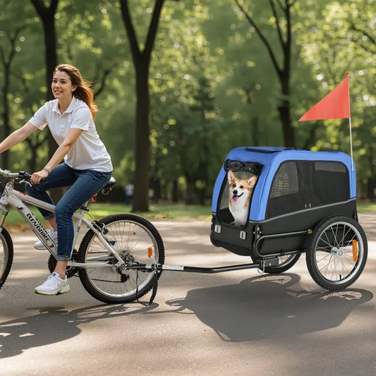 XMSJ Bike Trailer For Dogs Pet Cart Bicycle Carrier Foldable With Quick Release