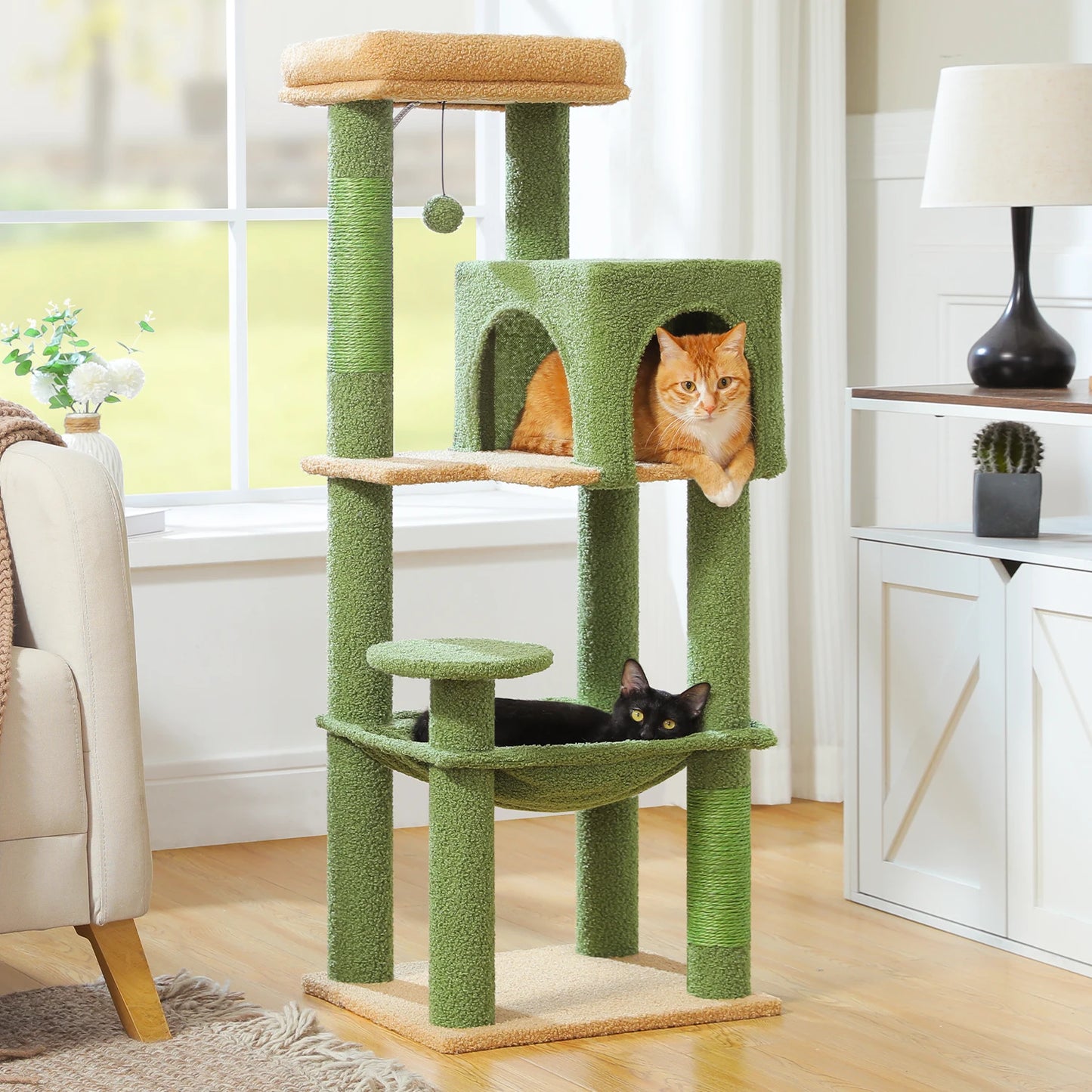 PAWZ Road Multi-Level Cat Tree With Sisal Posts And Hammock