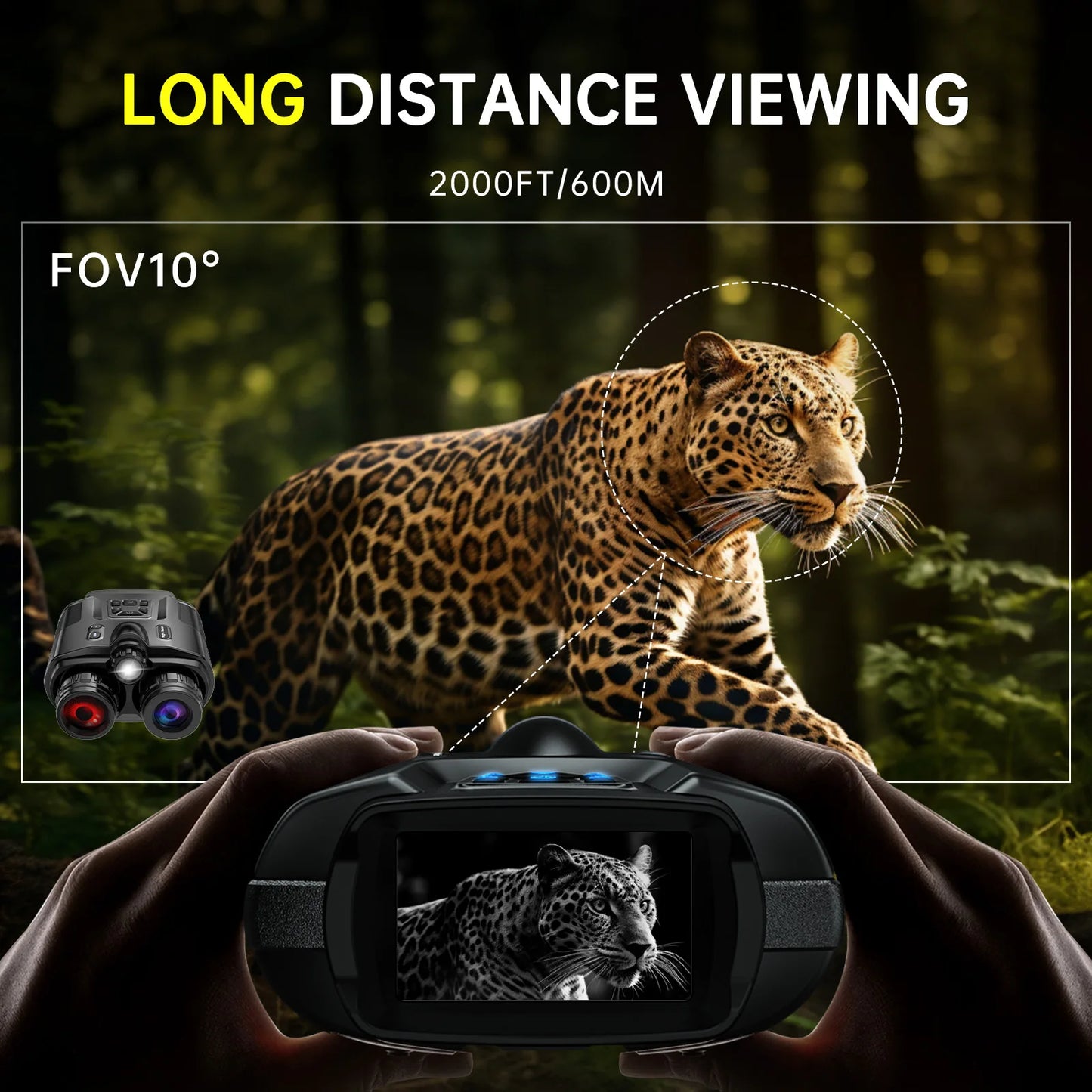 DIYIMIN Night Vision Binoculars 4K Infrared Rechargeable 8x Digital Zoom