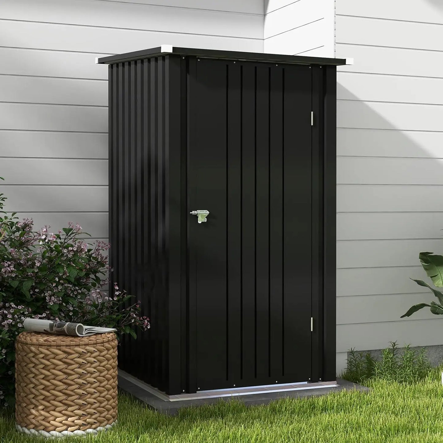 Outdoor Storage Shed Sloping Roof Lockable Door Garden Patio