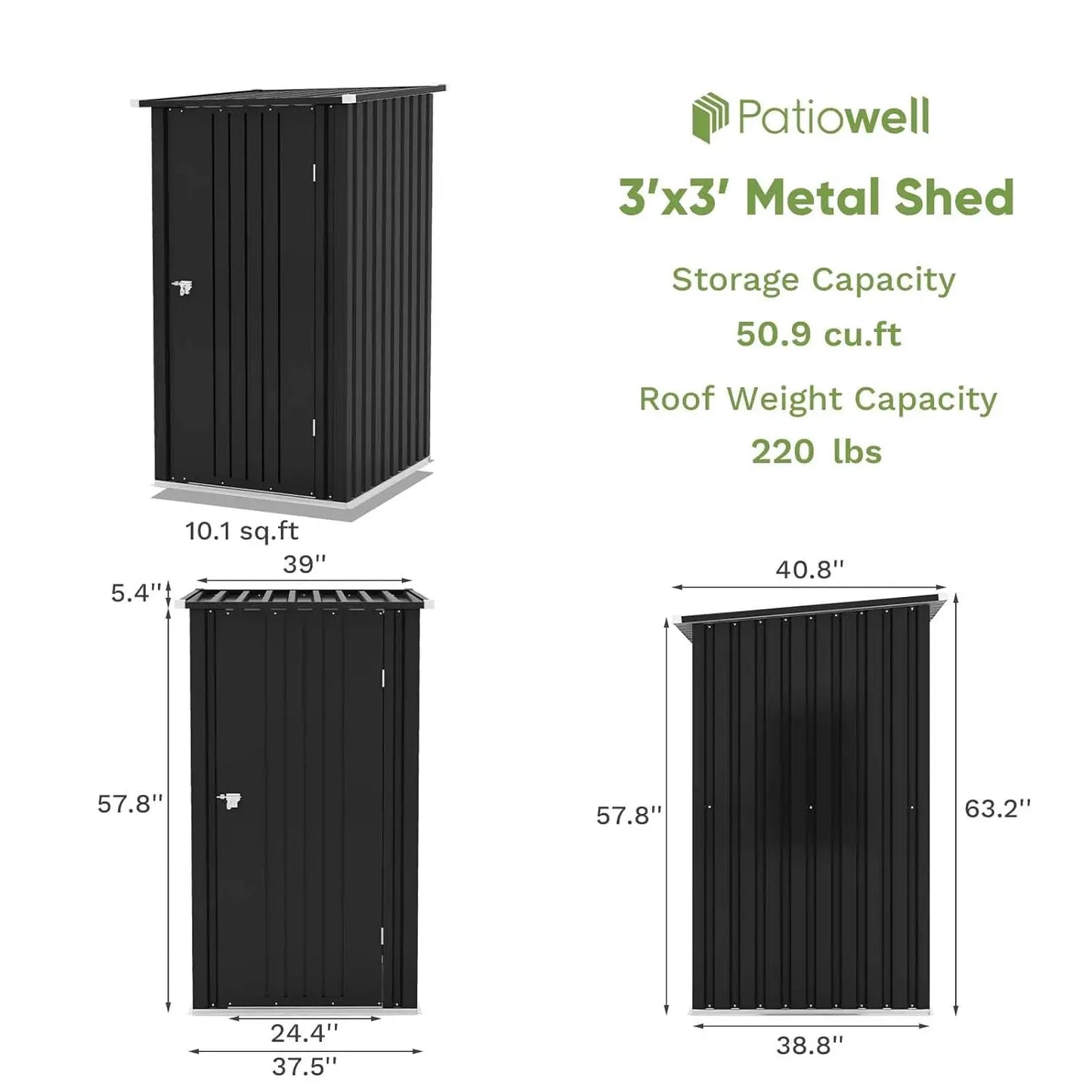 Outdoor Storage Shed Sloping Roof Lockable Door Garden Patio