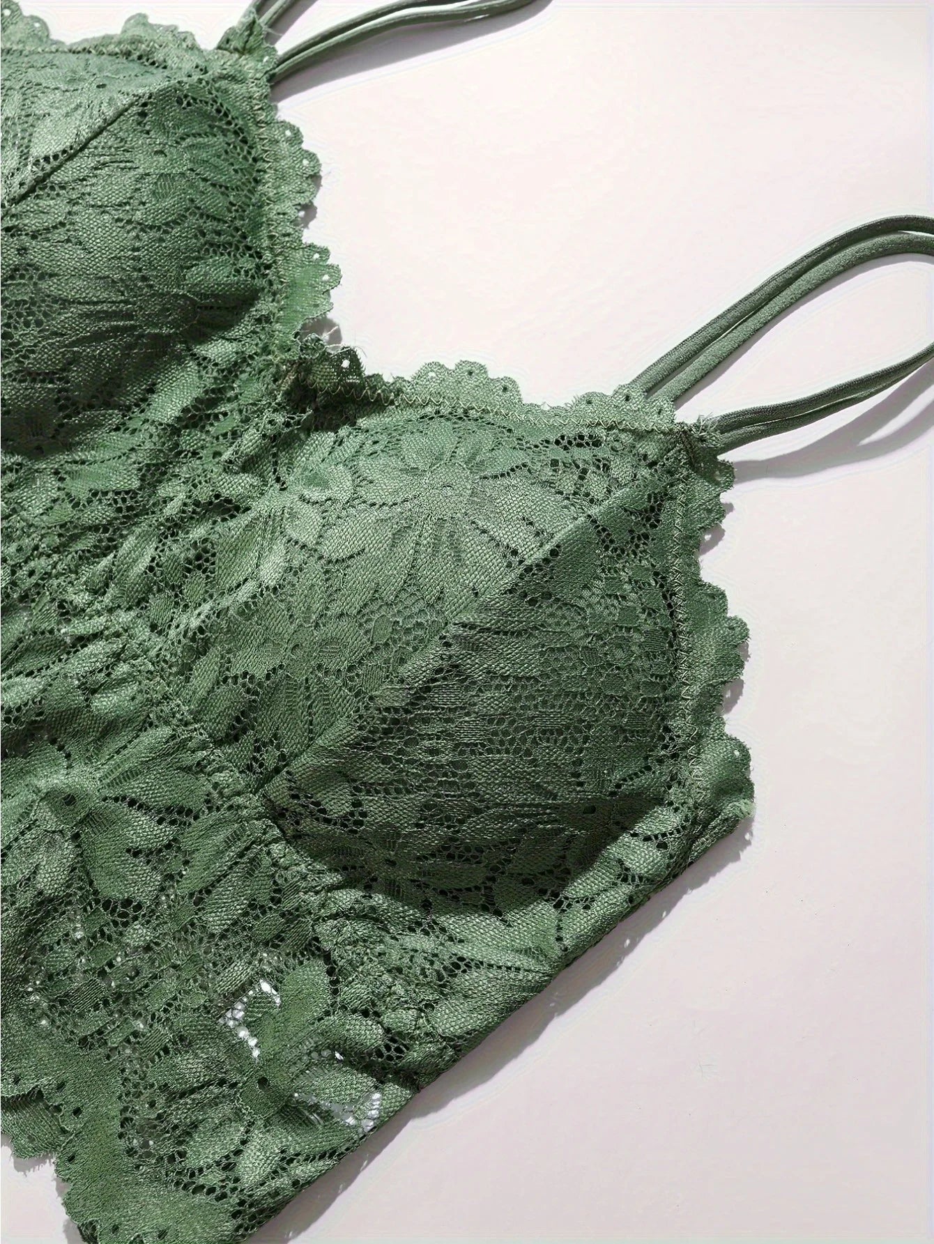 Womens Lace Bra And Panty Set Removable Bra Breathable Comfortable