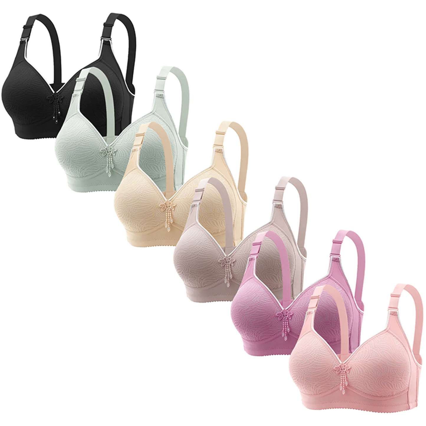 Women Lace No Wire TShirt Bra Adjustable Straps Everyday Comfort