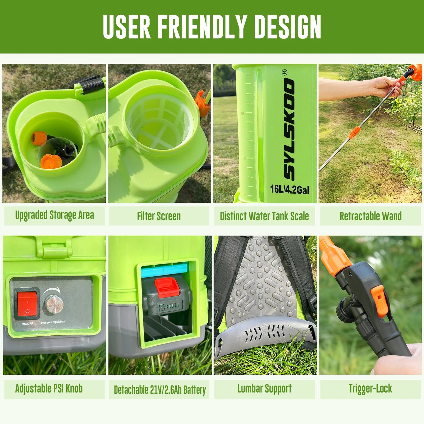Electric Yard Sprayer 100 PSI With Five Nozzles