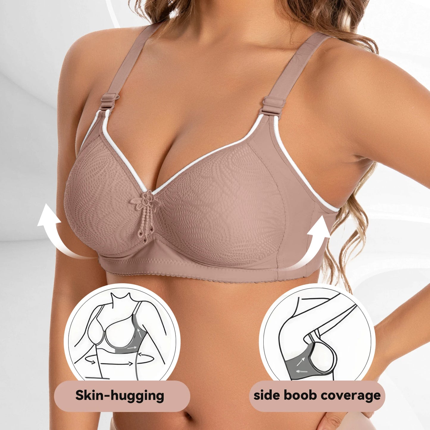 Seamless Tassel Decor Wireless Push Up Bra Set With Adjustable Straps