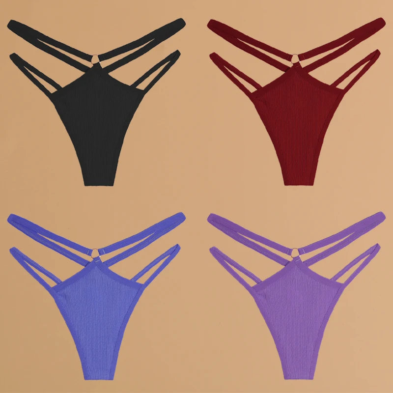 Finetoo Cotton Panties For Women Breathable Low Waist Underwear