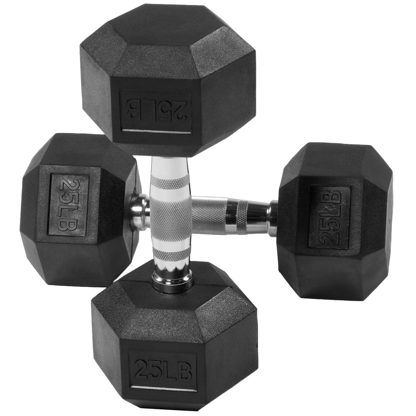 Rubber Coated Hex Dumbbells 15 Lb Set For Exercise Fitness