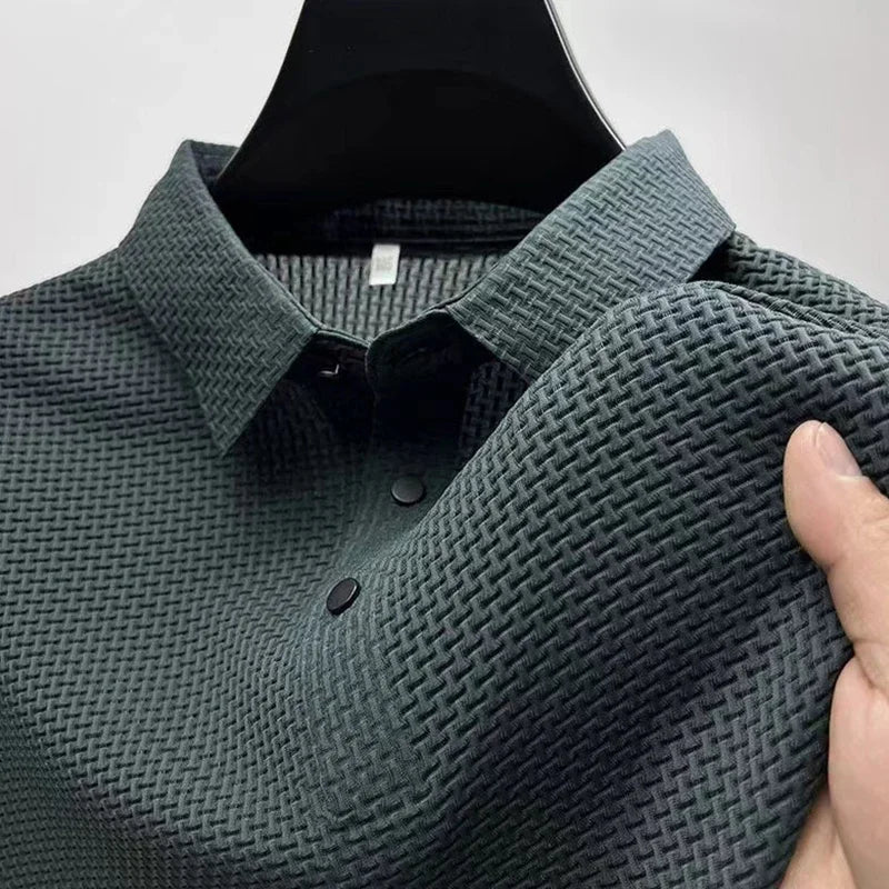 Men's Business Casual Short Sleeve Polo Shirt Breathable Summer Top