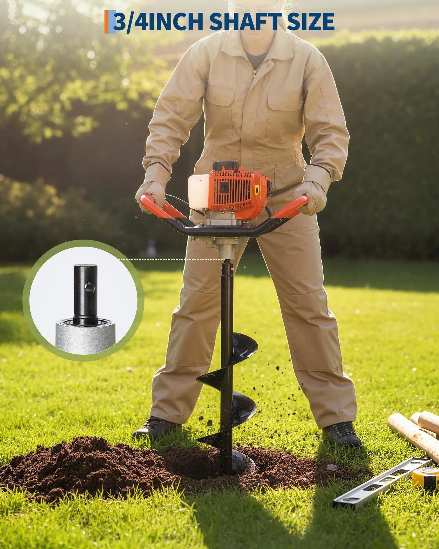 HiMISS 43cc Gas Powered Post Hole Digger Earth Auger