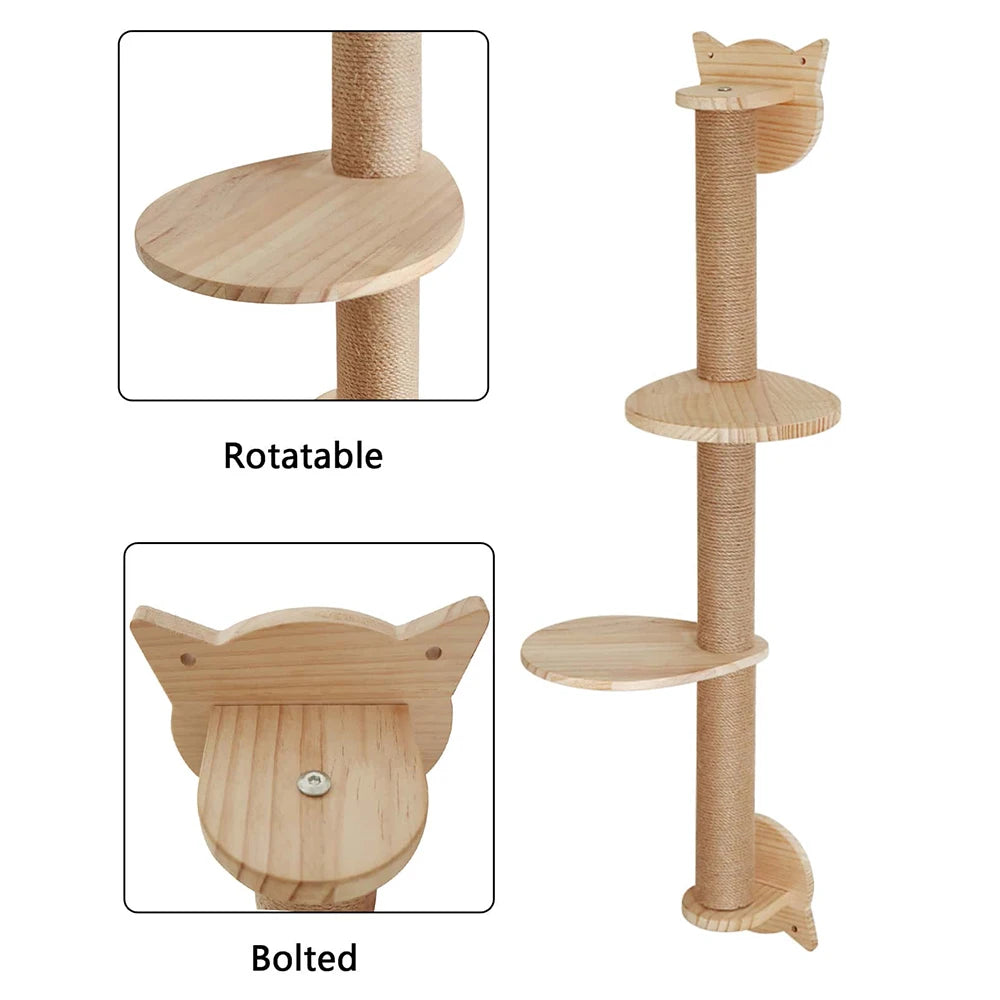 PETRAVEL Cat Tree With Scratching Posts Wall Mounted Hammock For Cats
