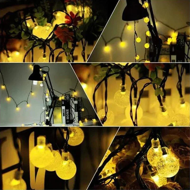 Solar Outdoor String Lights Crystal Fairy Garland 8 Modes Waterproof