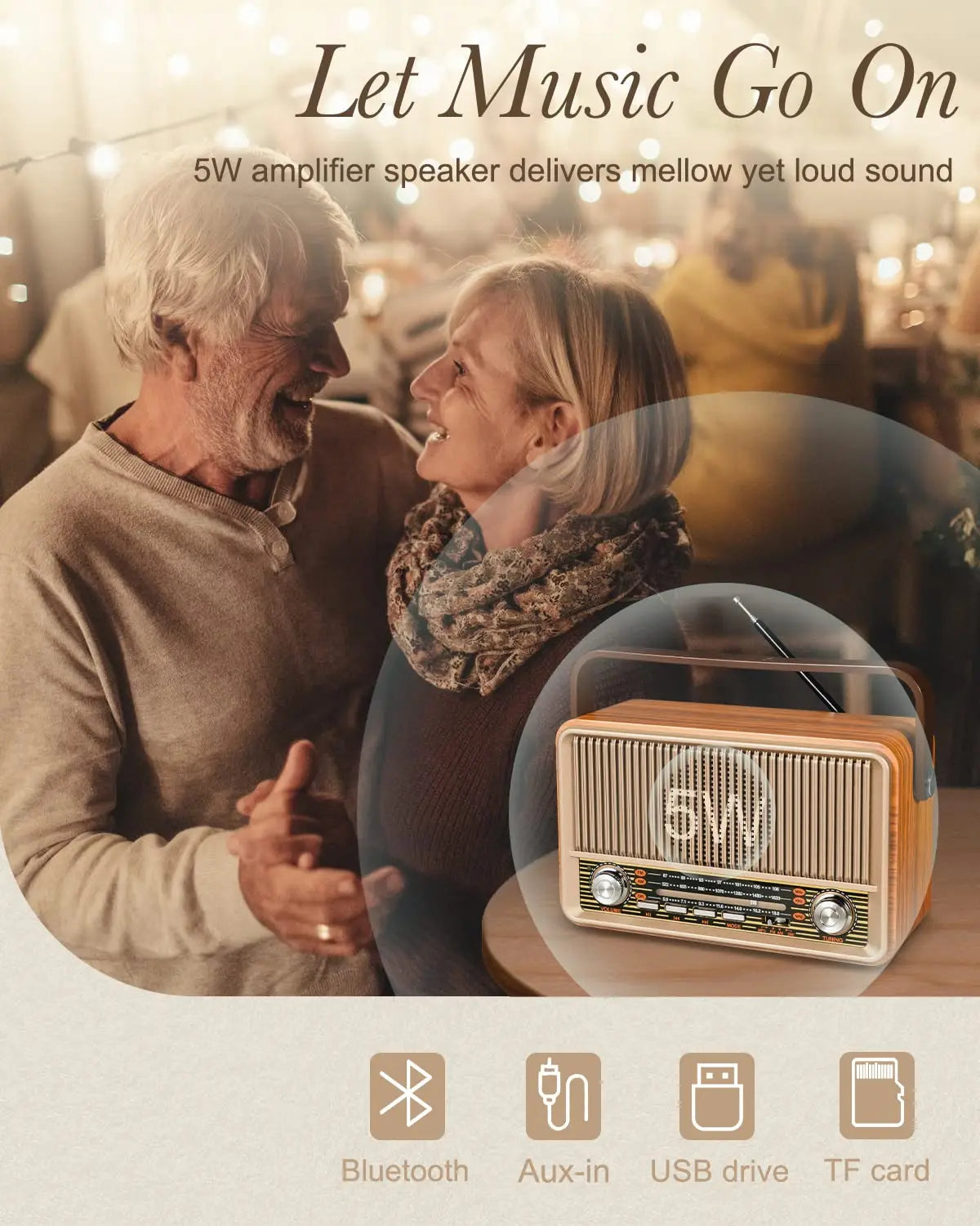 PRUNUS J-120 Portable AM FM Radio Bluetooth Speaker