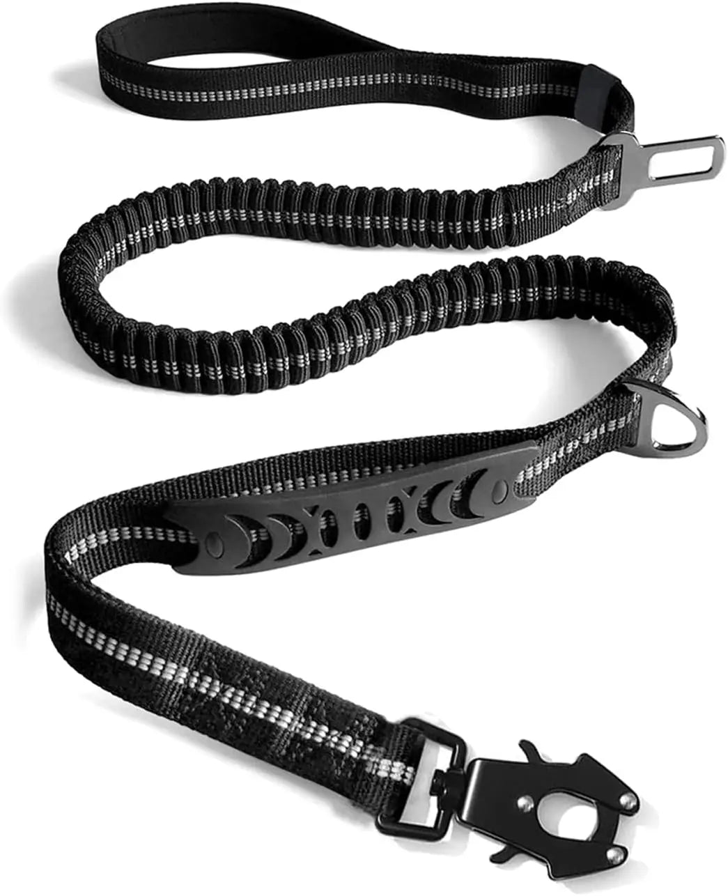 Reflective Shock Absorbing Dog Leash With Car Seatbelt No Pull
