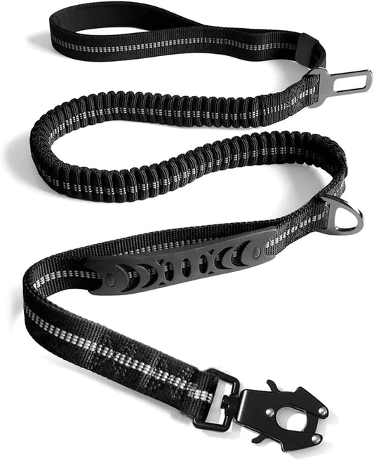 Reflective Shock Absorbing Dog Leash With Car Seatbelt No Pull
