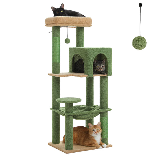 PAWZ Road Multi-Level Cat Tree With Sisal Posts And Hammock