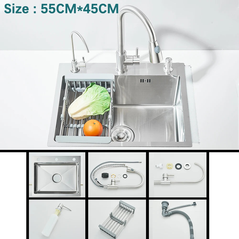 Multifunctional Kitchen Waterfall Sink With Digital Display 304 Stainless Steel