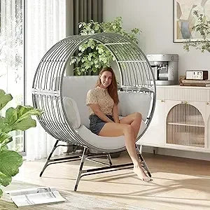 Egg Chair Outdoor Indoor Oversized Rattan Wicker Patio Lounge