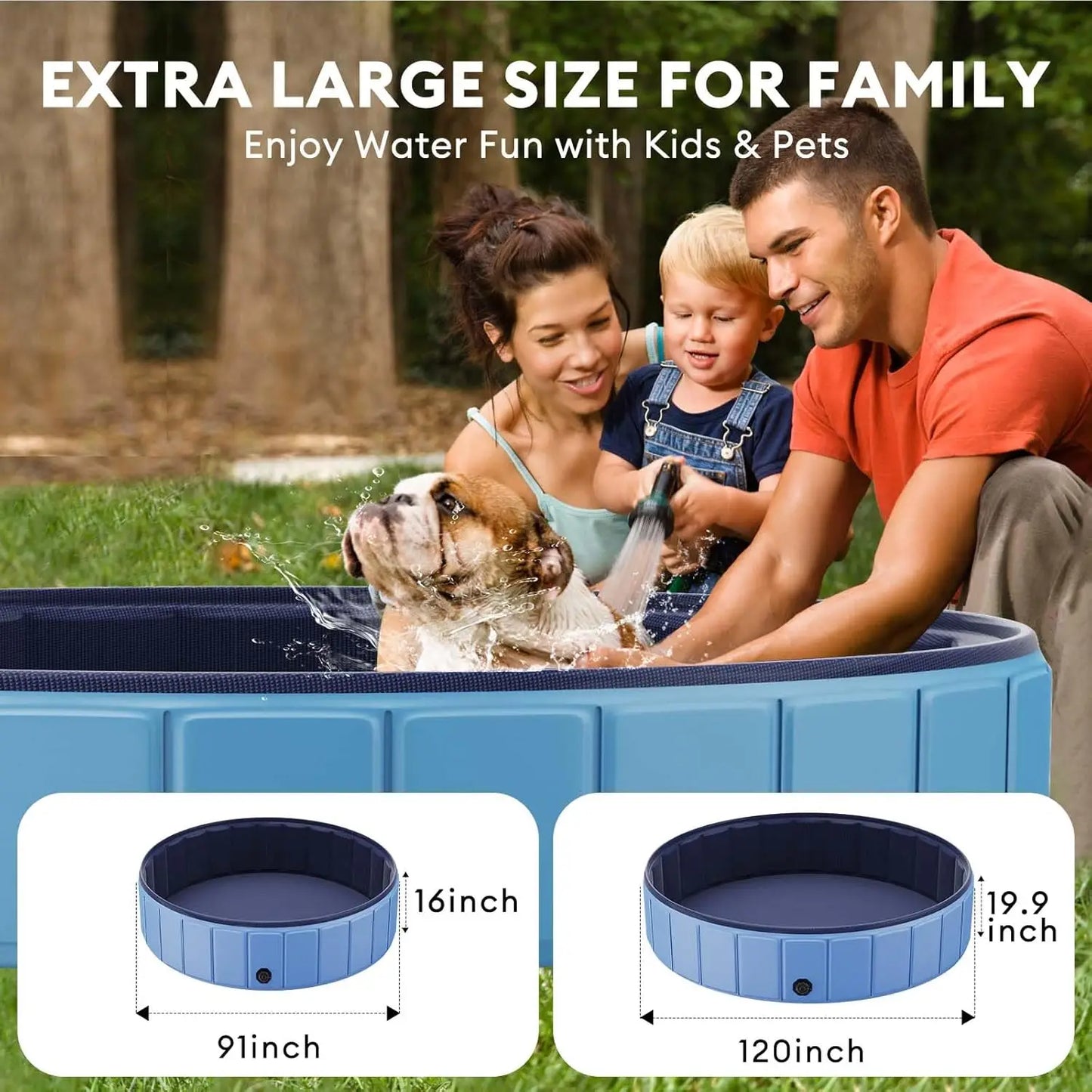 Foldable Hard Side Dog Pool Collapsible Leakproof Portable