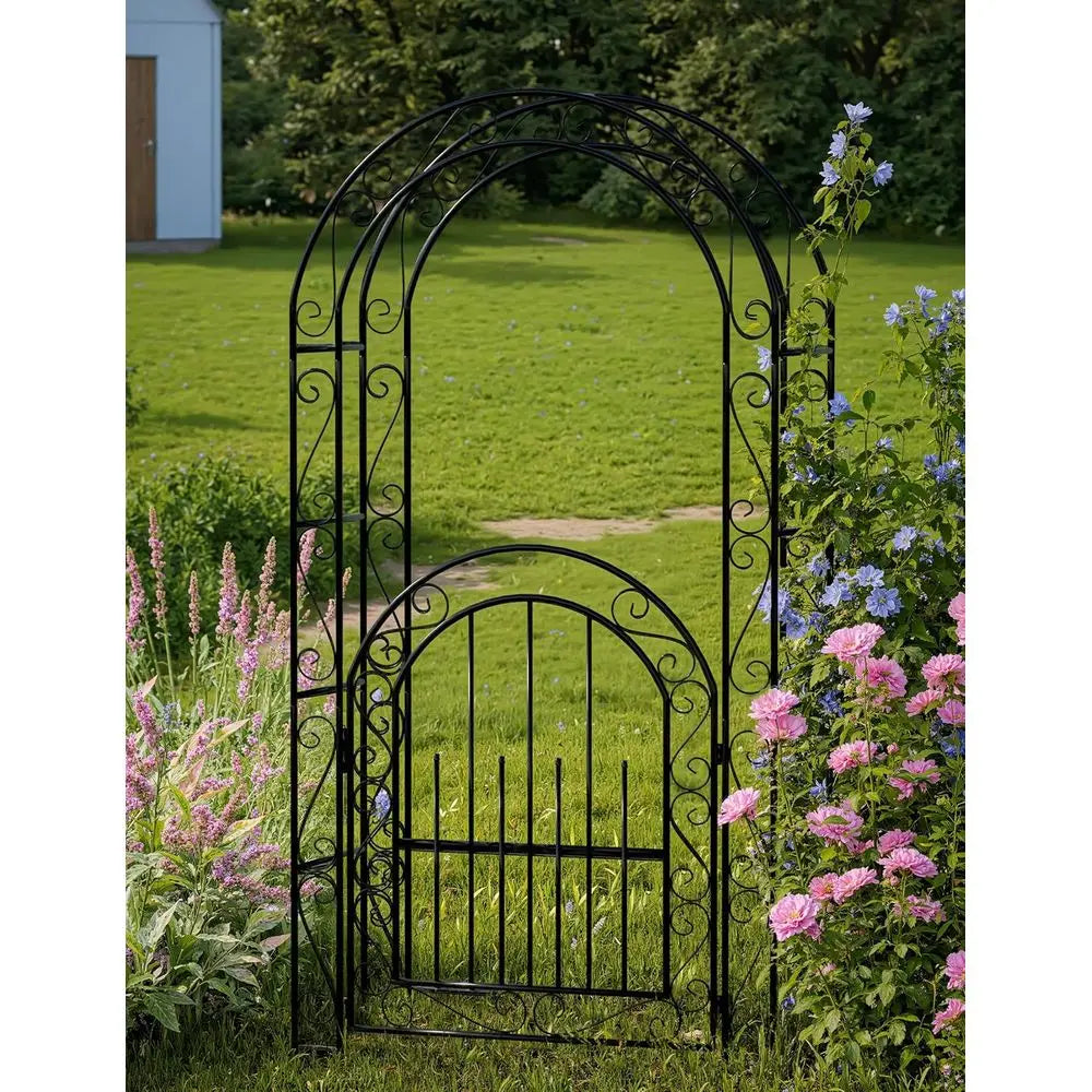 Elegant Garden Trellis And Wedding Arch With Gate Iron Decorative