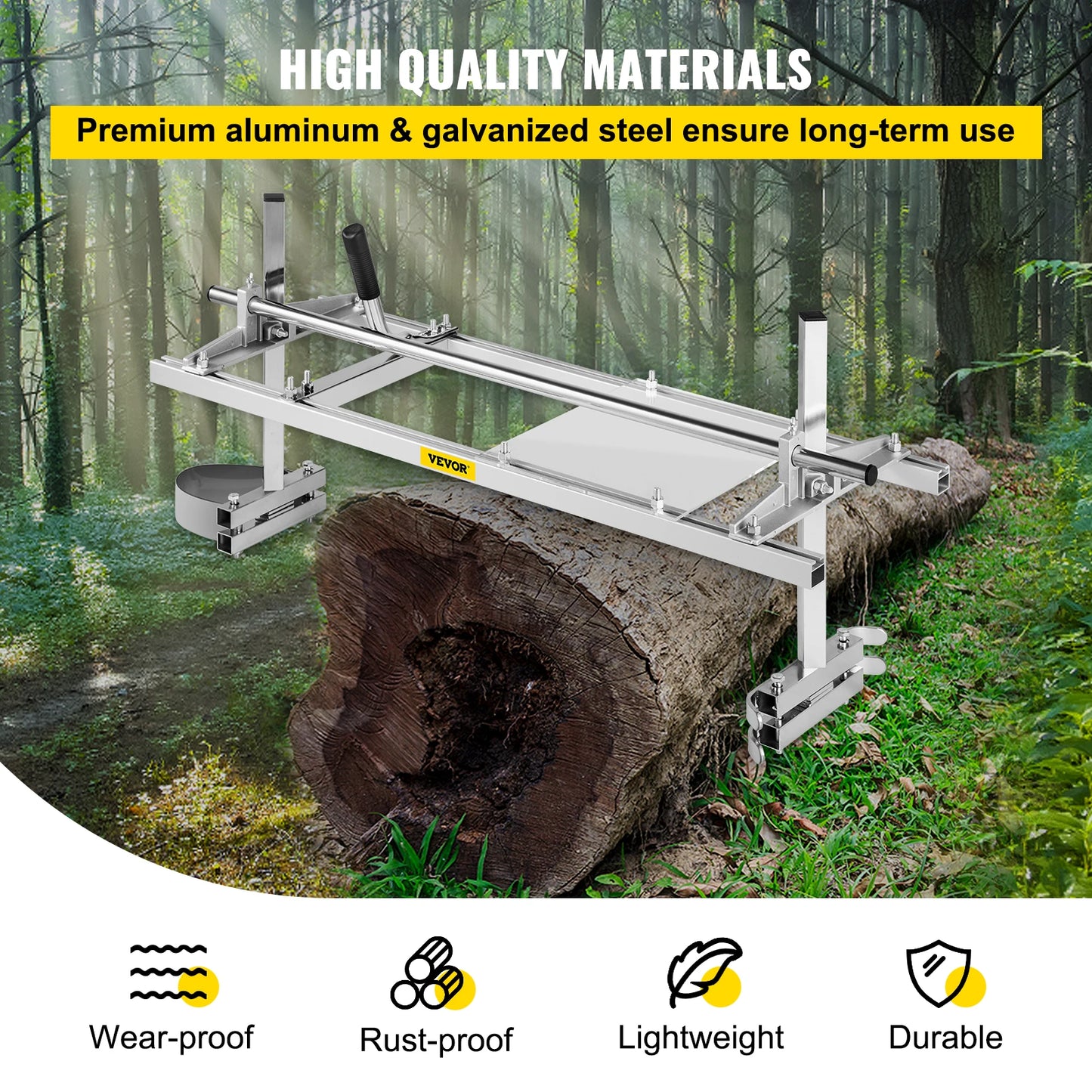 Chainsaw Mill Planking Lumber Cutting Guide Bar Aluminum Steel Portable Sawmill