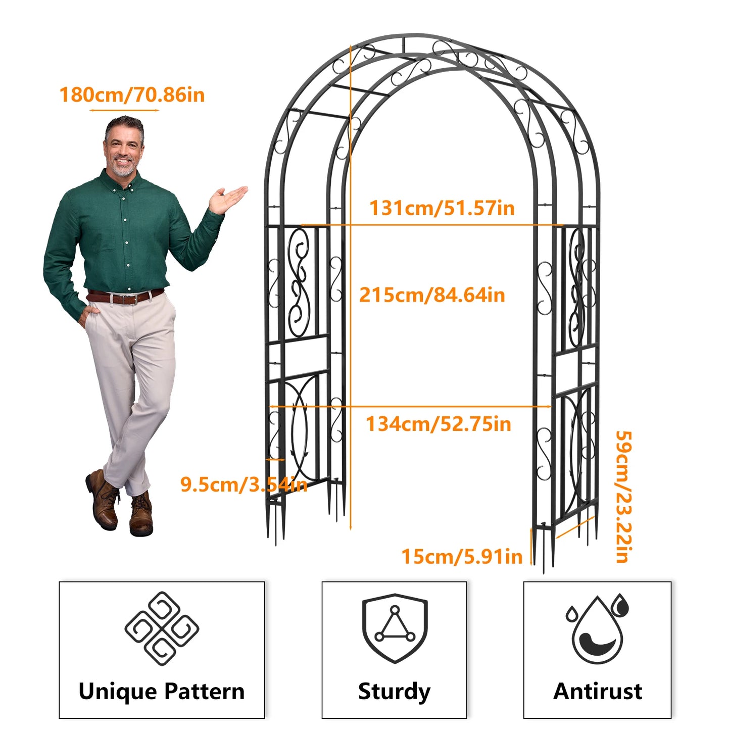 Heavy Duty Metal Garden Arbor Plant Arch Trellis for Climbing Vines
